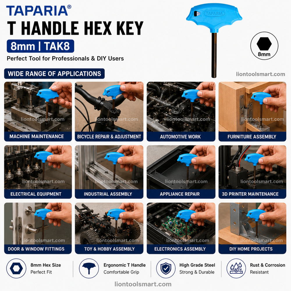 Taparia T Handle Hex Key 8mm TAK8 | Professional Allen Key Tool