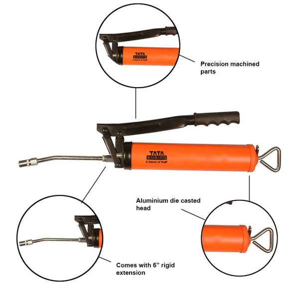 TATA GGN004 500gms Lever Type Grease Gun with Rigid Extension | Heavy Duty Lubrication Tool