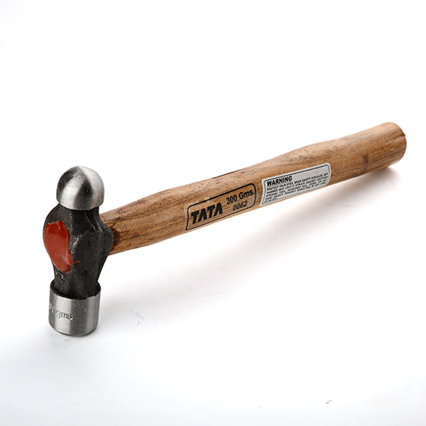 TATA Ball Point Hammer 300gms with Wooden Handle HMC002 | Hardened & Tempered Engineering Hammer