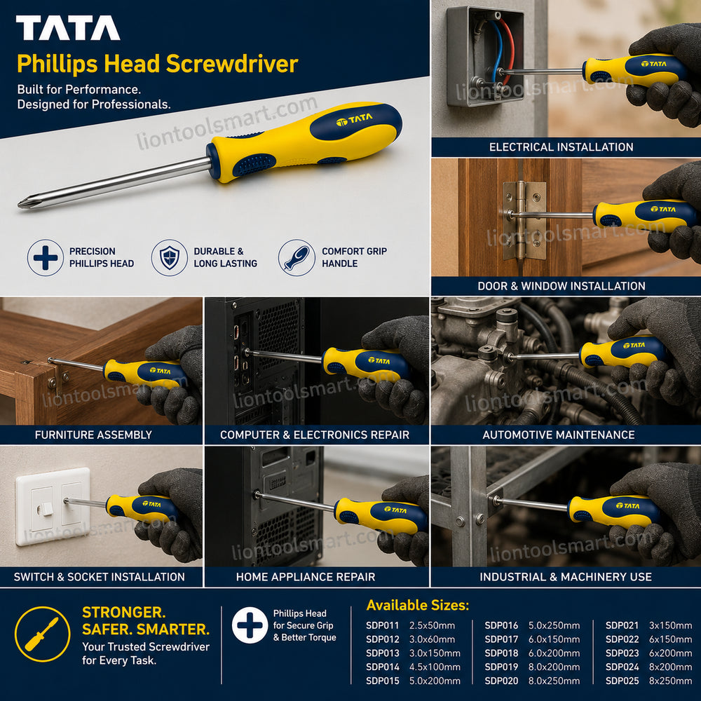 Tata Phillips Head Screwdriver | Ergonomic Handle | Professional Screw Tightening Tool