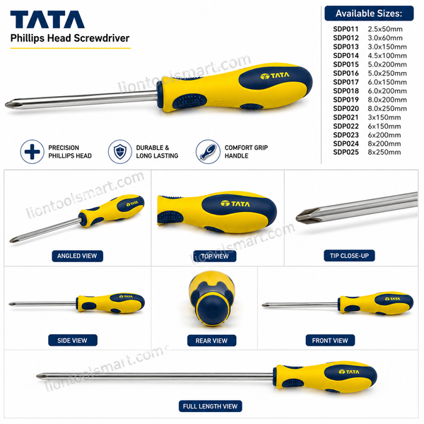 Tata Phillips Head Screwdriver | Ergonomic Handle | Professional Screw Tightening Tool