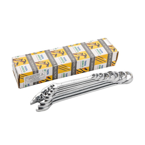 TATA SPC013 Combination Spanner Set 8 Pcs | Open End & Ring End Spanner Set | Professional Metric Wrench Set