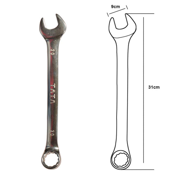 TATA SPC013 Combination Spanner Set 8 Pcs | Open End & Ring End Spanner Set | Professional Metric Wrench Set