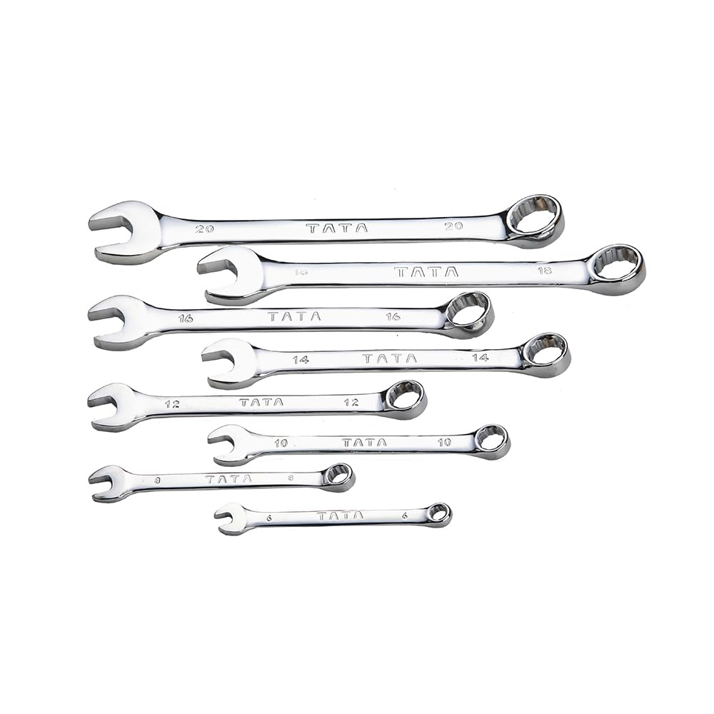 TATA SPC013 Combination Spanner Set 8 Pcs | Open End & Ring End Spanner Set | Professional Metric Wrench Set
