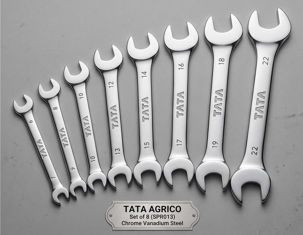 TATA DOE Spanner Set 8 Pcs SPD013 | Double Open End Spanner Set | Chrome Vanadium Steel