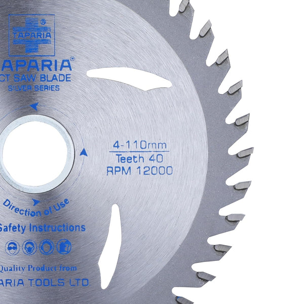 Taparia TCT Wood Cutting Blade TCTS 440 | 110mm 40Teeth Circular Saw Blade