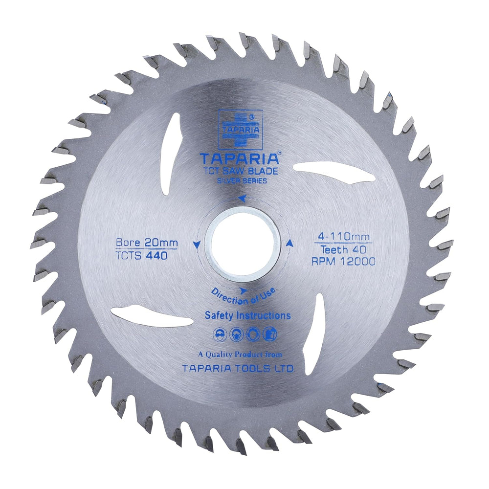 Taparia TCT Wood Cutting Blade TCTS 440 | 110mm 40Teeth Circular Saw Blade