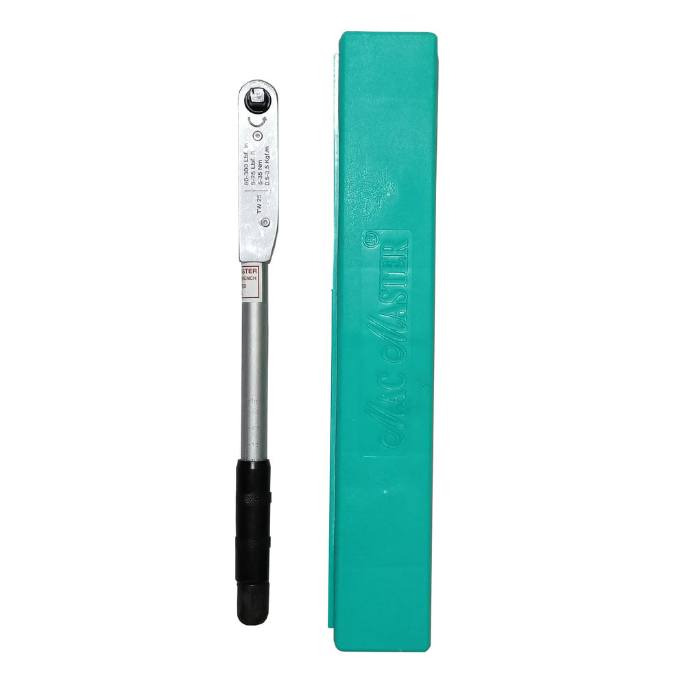 Mac Master Standard Type 3/8Inch TW25 Torque Wrench (Adjustable Click Type) | 5-25lbt. Ft, 5-35N.m, 0.5-3.5 Kgf.m
