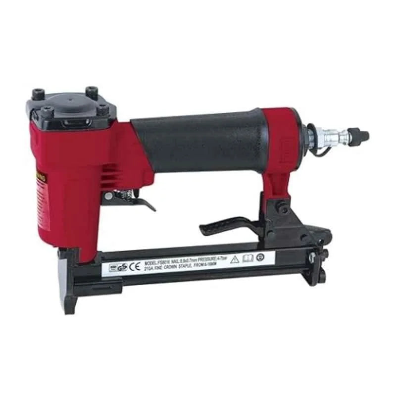 Techno 21 Gauge 6-16mm Air Stapler AT-8016 | Pneumatic Fine Crown Staple Gun with 8.3 Bar Maximum Pressure for Upholstery, Furniture, Carpentry, Cabinet Assembly, Light Trim, Moulding & Insulation Applications