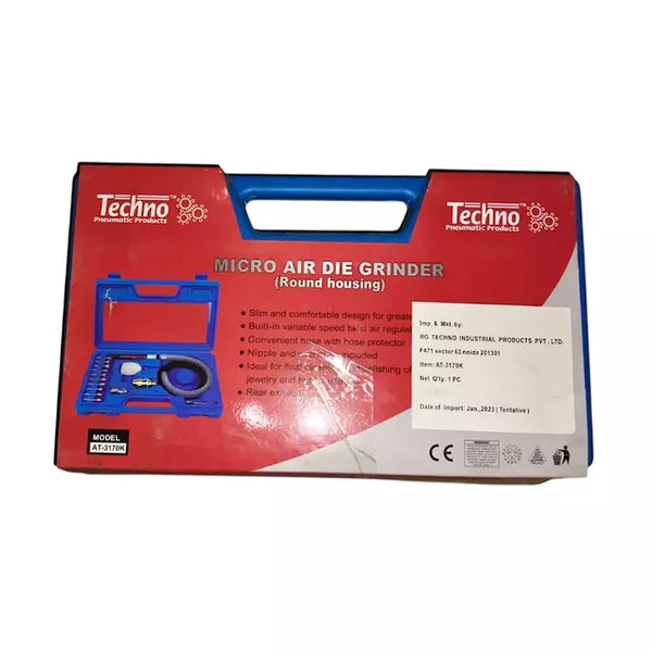 Techno, Techno AT3170K, AT3170K, 3mm Micro Die Grinder, 1/8 Inch Die Grinder, Micro Air Die Grinder, 54000 RPM Grinder, Pneumatic Die Grinder, Air Die Grinder Kit, High Speed Die Grinder, Precision Grinder, Deburring Tool, Metal Grinding Tool, Polishing Grinder, Engraving Tool, Die & Mould Grinder, Fabrication Tool, Workshop Pneumatic Tool, 1/4 Inch Air Inlet Grinder, 90 PSI Air Grinder, 3/8 Inch Air Hose Tool, Precision Finishing Tool, Industrial Air Grinder, Professional Pneumatic Tool, Lion Tools Mart.