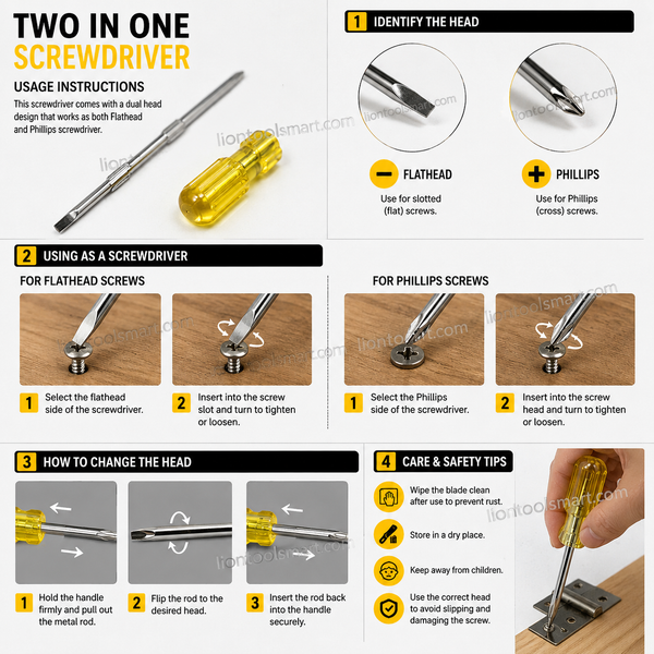 TATA Two-In-One Screwdriver | Flat & Phillips Head Screwdriver | Multi-Purpose Hand Tool