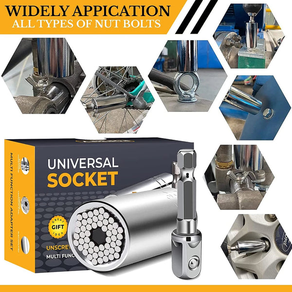 Multi-Function Universal Socket Adapter Set | Self-Adjusting Grip Socket Tool Kit