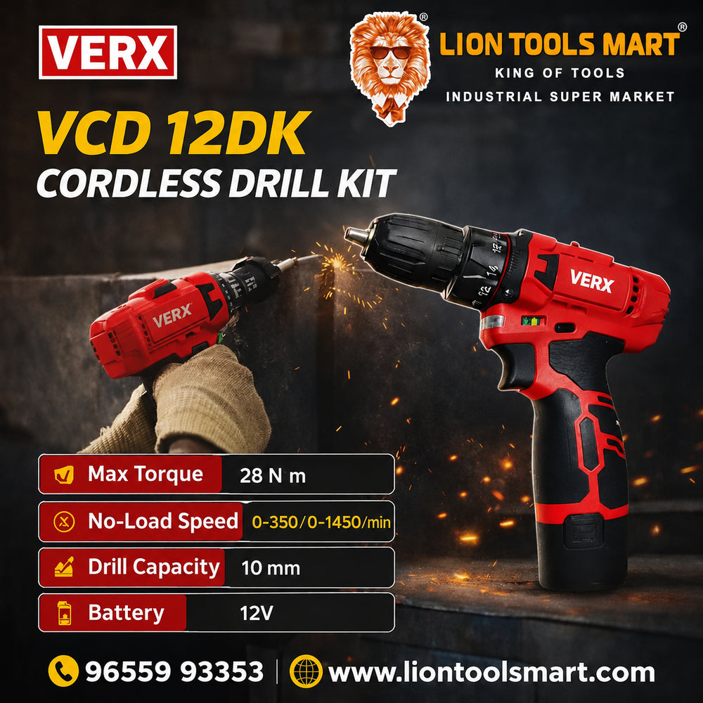 VERX VCD 12DK 12V Cordless Drill Kit – 10mm Chuck, 28Nm Torque