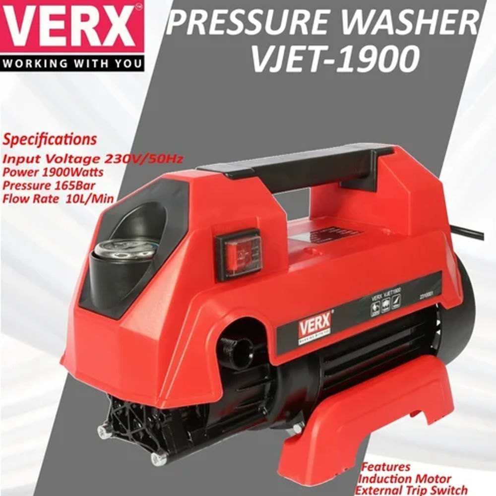 Verx High Pressure Washer VJET1900 | Vehicle Cleaning, Home Cleaning, Garden Maintenance, Workshop & Outdoor Cleaning Applications