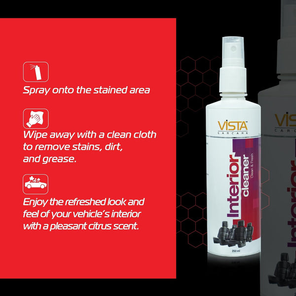 Vista, Vista Interior Cleaner, 250ml Interior Cleaner, Car Interior Cleaner, Automotive Interior Cleaner, Car Dashboard Cleaner, Dashboard Cleaning Spray, Car Plastic Cleaner, Interior Plastic Cleaner, Vinyl Cleaner, Door Panel Cleaner, Car Cabin Cleaner, Car Detailing Cleaner, Vehicle Interior Cleaner, Automotive Cleaning Product, Car Care Product, Car Interior Detailing, Dashboard Cleaning, Interior Trim Cleaner, Car Cleaning Solution, Professional Car Detailing, Car Wash Products, Vehicle Care Products