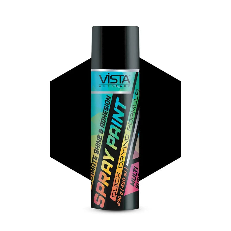 Vista 450ml Glossy Black Spray Paint | Metal, Wood, Plastic, Automotive, Industrial, DIY & General Surface Painting Applications