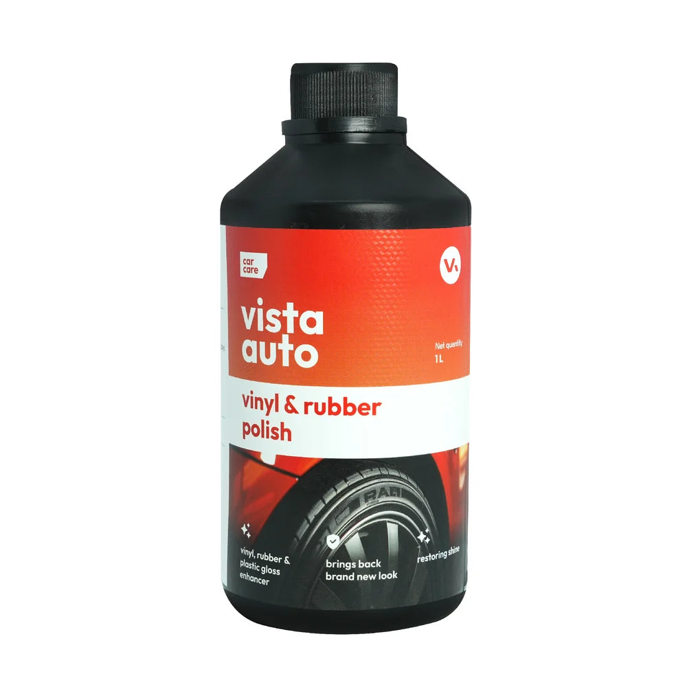 Vista 1000ml Vinyl & Rubber Polish | Shine-Enhancing Dressing for Car Dashboard, Vinyl, Rubber, Plastic Trim, Tyres & Automotive Interior Care