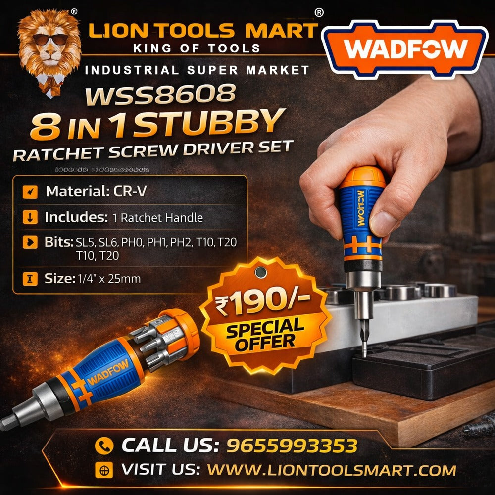WADFOW 8-in-1 Stubby Ratchet Screwdriver Set - WSS8608