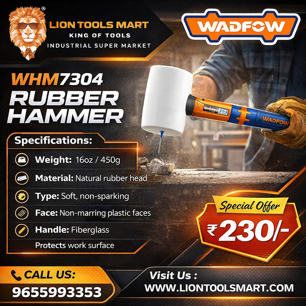 WADFOW Rubber Hammer – Natural Rubber Head, Fiberglass Handle | WHM7304 / WHM7308