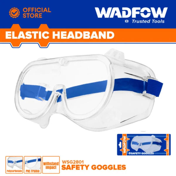 Wadfow White Safety Goggles with Elastic Headband WSG2801 | Anti-Impact Protective Glasses
