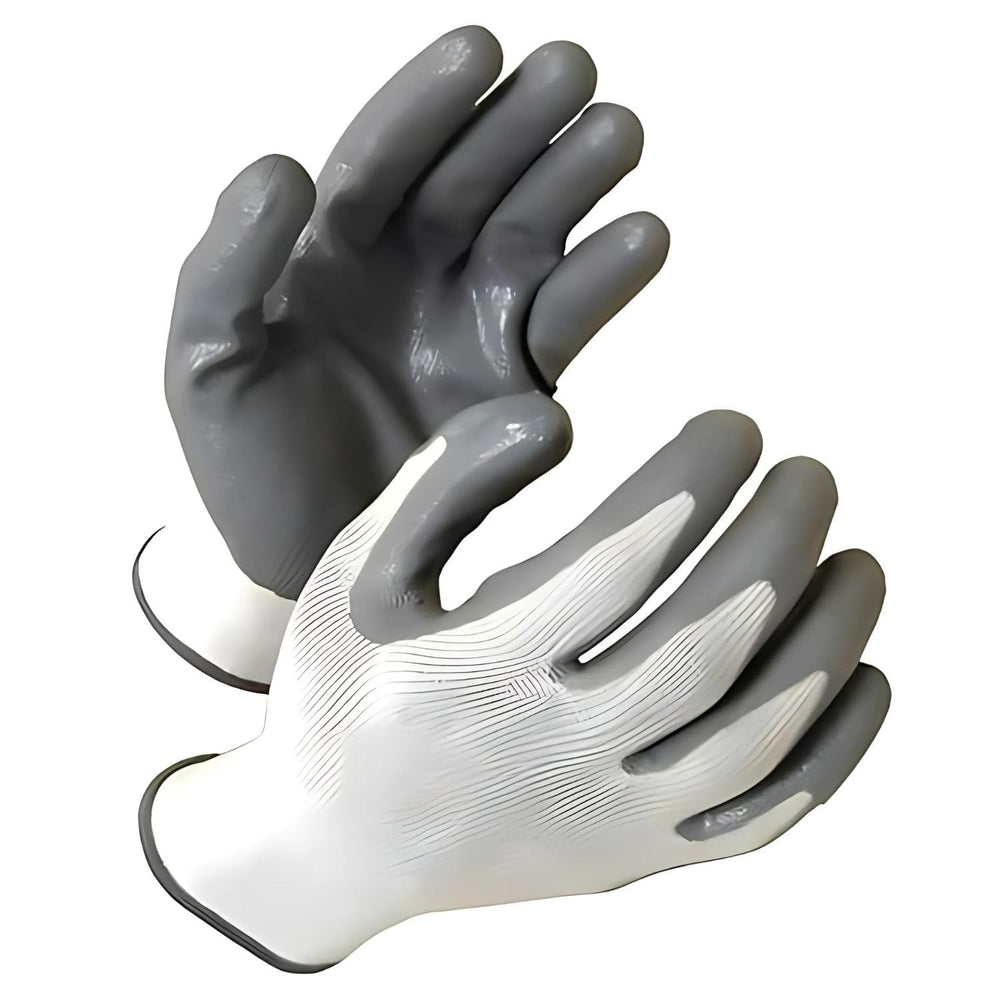 Weldcraft N1000 Grey Nitrile Work Safety Gloves | 15 Gauge Industrial Grip Gloves