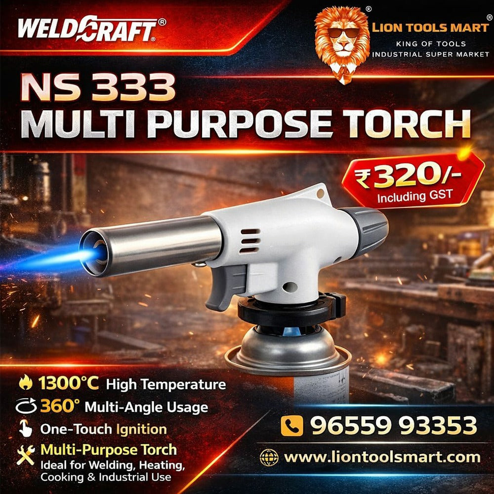 Portable Gas Flame Gun Torch Burner for Kitchen, BBQ, Baking & Camping | Butane Blow Torch with Adjustable Flame Control | Manual Ignition Multipurpose Cooking Torch | White – 1300°C High-Temperature Gas Torch
