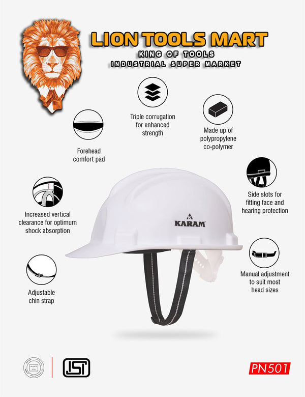 Karam Shelmet Safety Helmet with Protective Peak with Nape Type Adjustment, PN501 | Head Protection