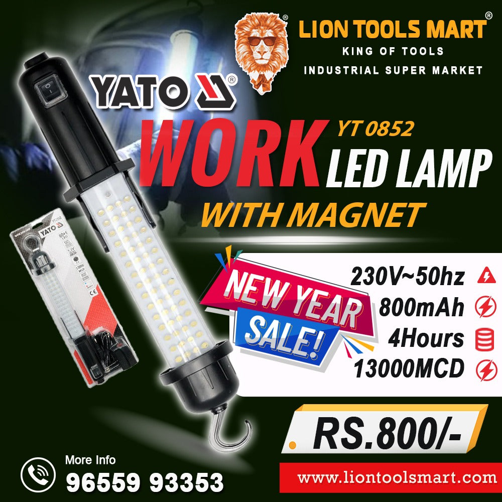 YATO YT-0852 Work LED Lamp with Magnet - 13000 MCD Rechargeable Inspection Light