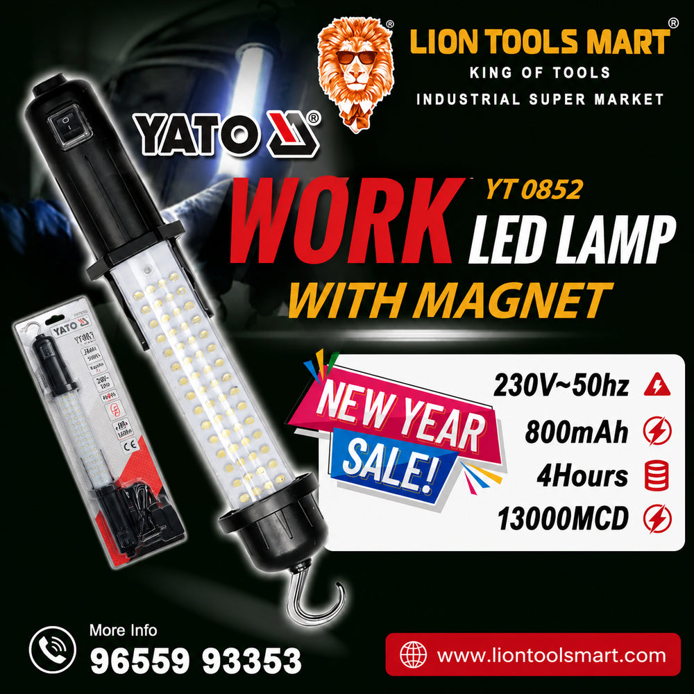 YATO YT-0852 Work LED Lamp with Magnet - 13000 MCD Rechargeable Inspection Light