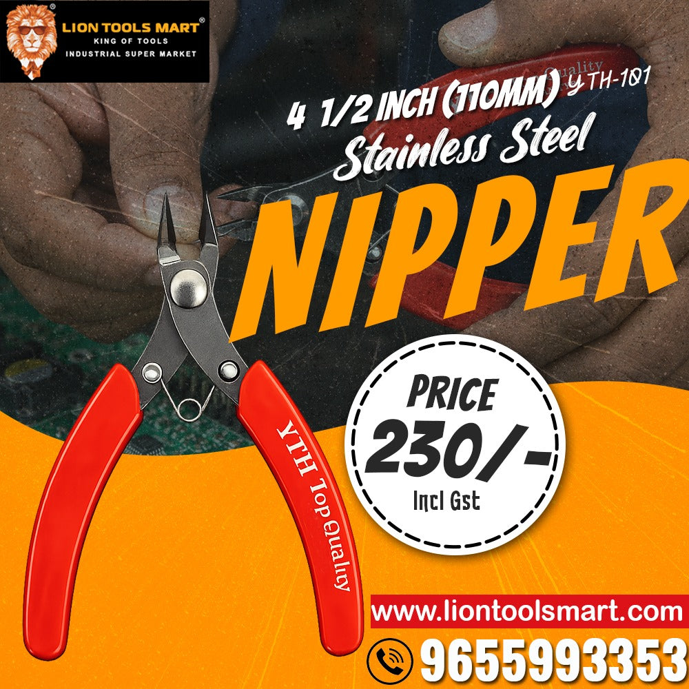 YTH-101 Stainless Steel Nipper 4.5 Inch (110mm) – Red Handle