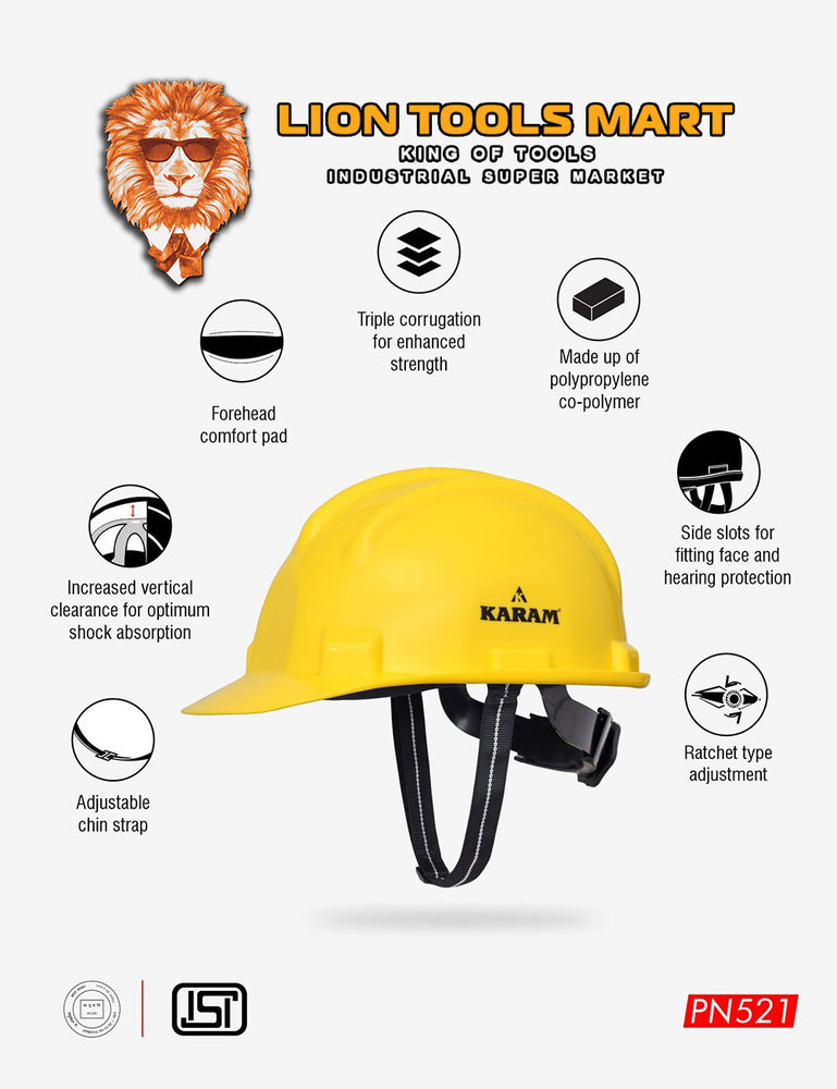 Karam Shelmet Safety Helmet with Protective Peak with Ratchet Type Adjustment PN521 | Head Protection