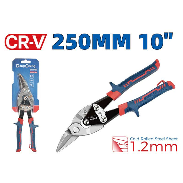 DongCheng HD115203 250mm (10 Inch) Right-Cut CR-V Aviation Snip for Sheet Metal Cutting, Curved Metal Cuts, HVAC Ductwork and Fabrication Work