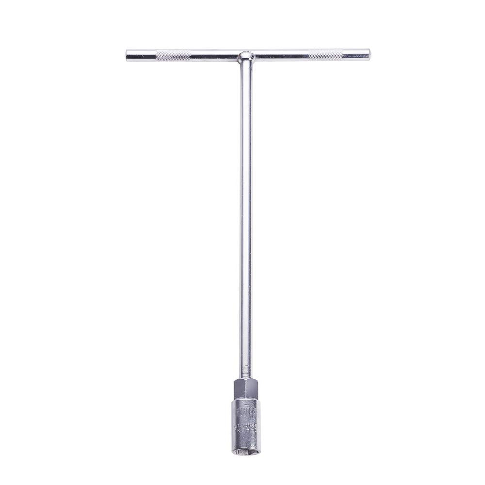 DONGCHENG 8 mm CR-V T-Handle Socket Wrench, 297 mm, Chrome-Plated (HD074308)-A T-handle socket wrench with an 8 mm CR-V socket for quick turning and good reach.