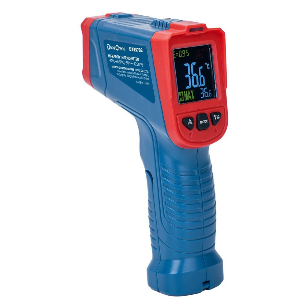 DONGCHENG Infrared Thermometer -50 to 680°C, 12:1, Adjustable Emissivity (HD133702) -A non-contact infrared thermometer for surface temperatures from -50 to 680°C, with adjustable emissivity.