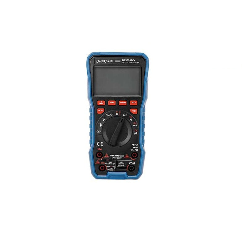 DONGCHENG Digital Multimeter True RMS 6000 Counts, CAT.III, DC 1000V / AC 750V (HD150989C+)-A high-range true RMS multimeter with a double-colour backlight, AC and DC current, and capacitance measurement.