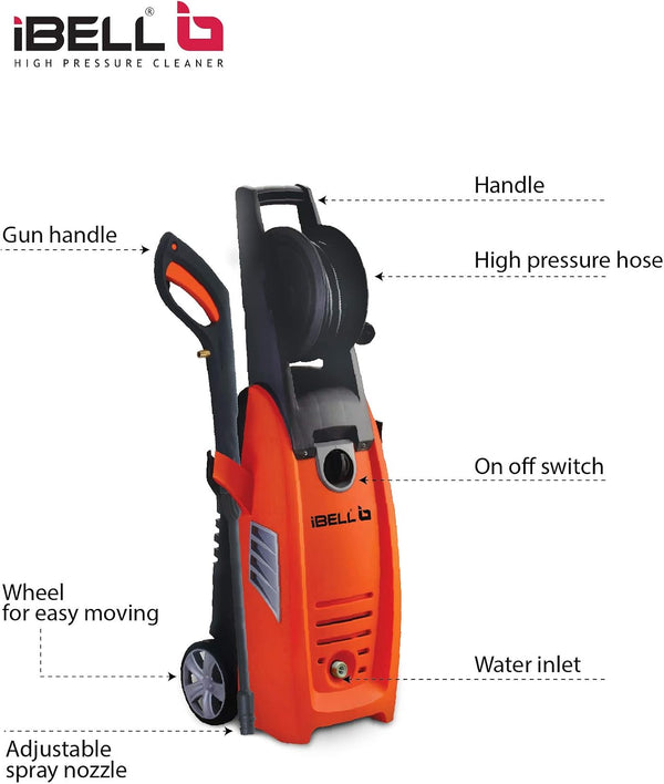 iBELL Wind 79 red high-pressure washer with trolley and hose reel