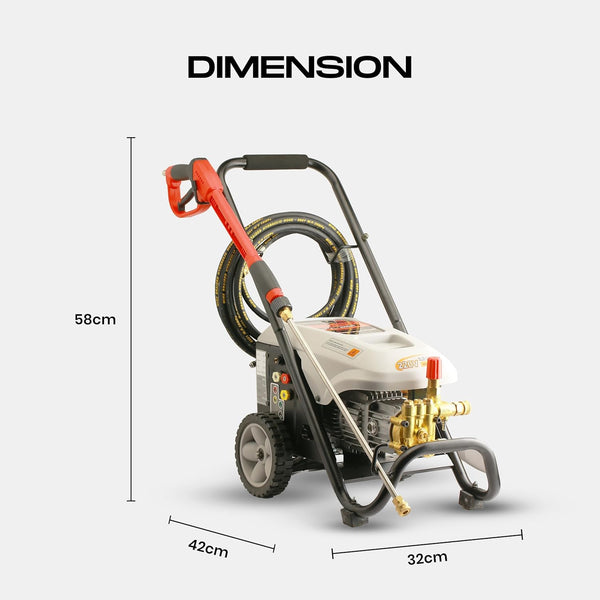 iBELL Jumbo 900 Plus Heavy Duty High Pressure Washer 2900W Induction Motor, 180 Bar Pressure, 8.6 L/Min Flow Rate with Wheeled Frame for Commercial Cleaning