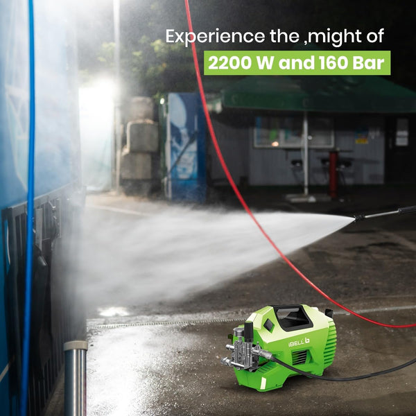 : iBELL iGreen 550 green high-pressure washer with spray gun and metal net hose