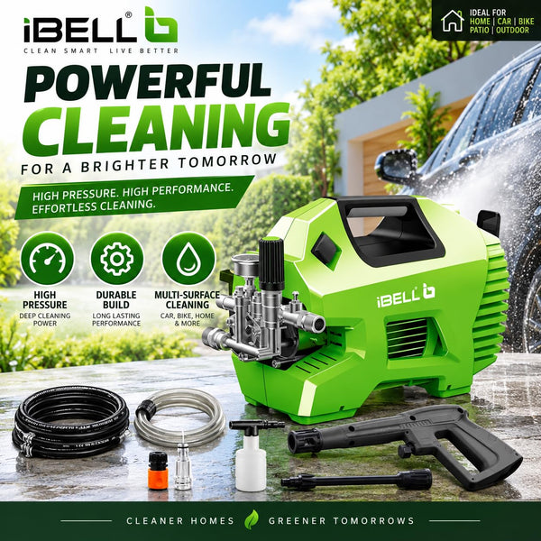 : iBELL iGreen 550 green high-pressure washer with spray gun and metal net hose