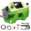 iBELL iGreen 550 High-Pressure Washer, 2200W Induction Motor, 140 Bar Rated / 160 Bar Max, 7.4 L/min, Auto Stop, 5 m Metal Net Hose-A 2200 W induction-motor pressure washer with auto stop, a 5 m metal net hose, and a spray gun with an adjustable nozzle.