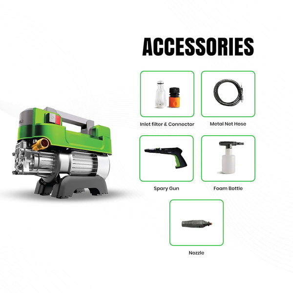 iBELL iGreen 70 green high-pressure washer with wheeled chassis and spray gun