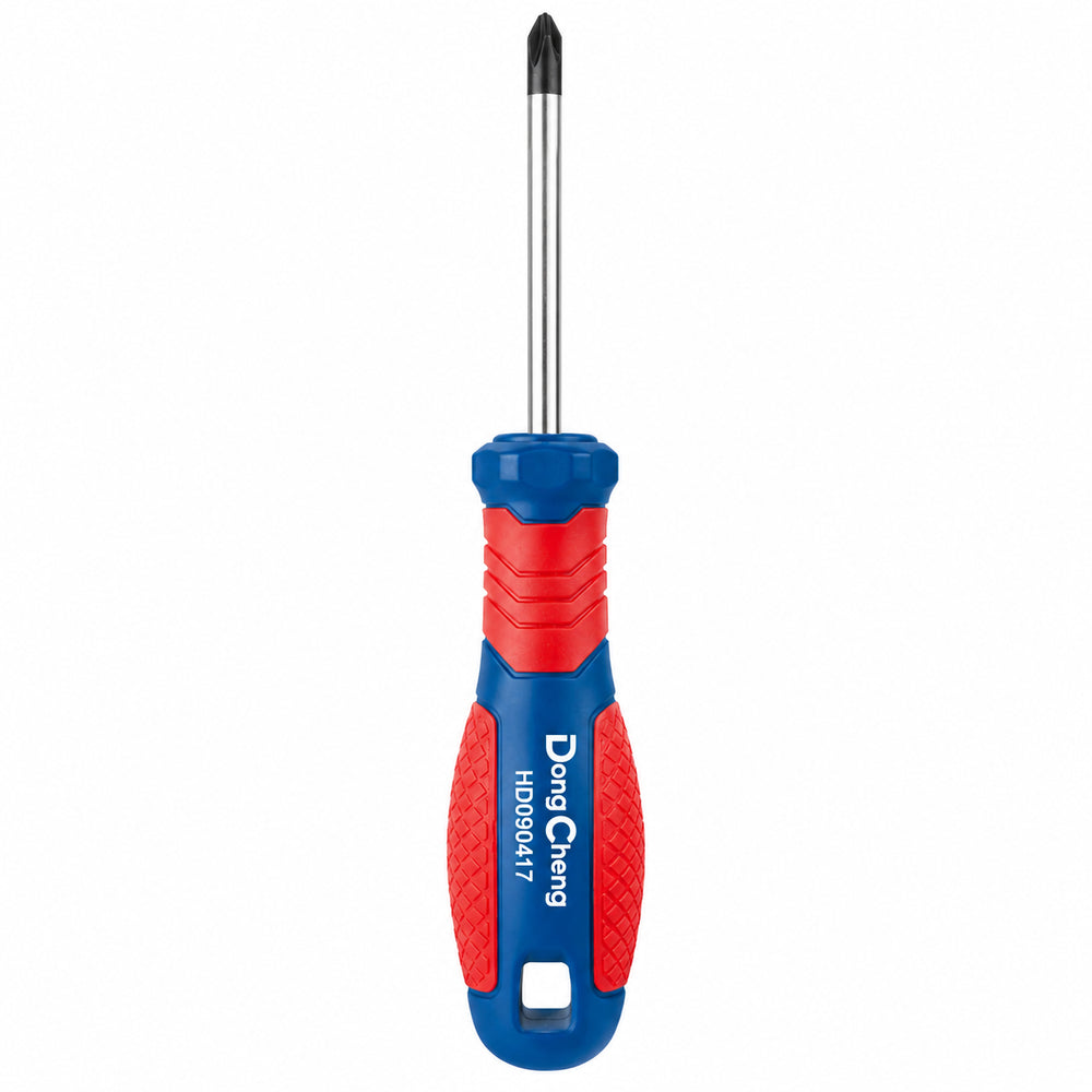 DongCheng HD090417 PH3 × 300mm Magnetic Phillips Screwdriver with CR-V Steel Blade, 8mm Round Shank and Two-Colour Ergonomic Handle for Workshop and Maintenance Use