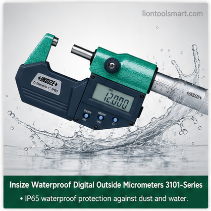 Insize Waterproof Digital Outside Micrometers 0-25mm/0-1Inch 3101-25A | With Data Output Measurement Instrument