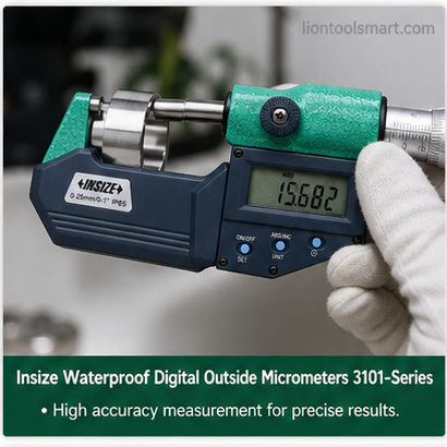 Insize Waterproof Digital Outside Micrometers 25-50mm/1-2Inch 3101-50A | With Data Output Measurement Instrument