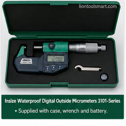 Insize Waterproof Digital Outside Micrometers 75-100mm/3-4Inch 3101-100A | With Data Output Measurement Instrument
