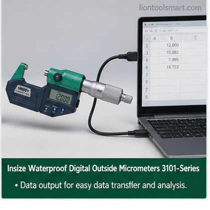 Insize Waterproof Digital Outside Micrometers 75-100mm/3-4Inch 3101-100A | With Data Output Measurement Instrument