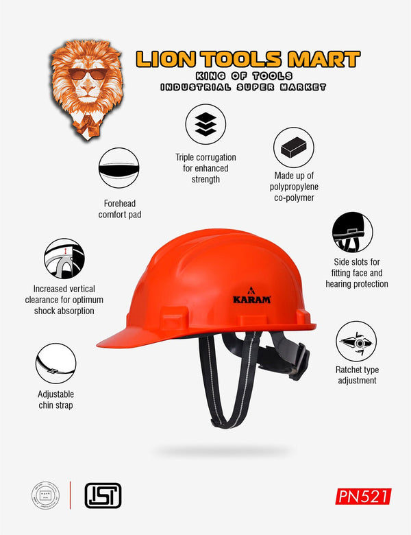 Karam Shelmet Safety Helmet with Protective Peak with Ratchet Type Adjustment PN521 | Head Protection
