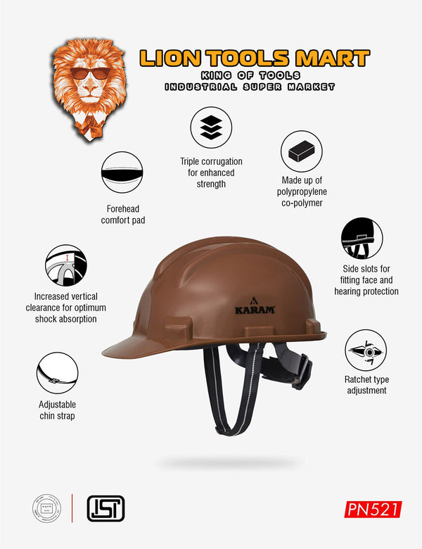 Karam Shelmet Safety Helmet with Protective Peak with Ratchet Type Adjustment PN521 | Head Protection