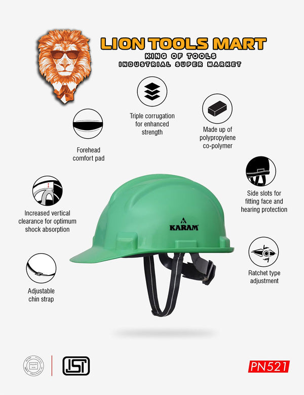 Karam Shelmet Safety Helmet with Protective Peak with Ratchet Type Adjustment PN521 | Head Protection