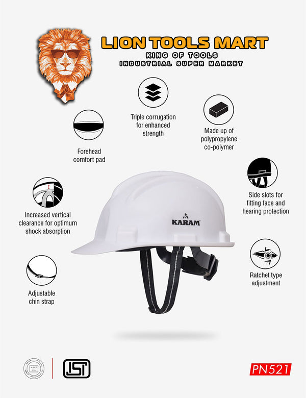 Karam Shelmet Safety Helmet with Protective Peak with Ratchet Type Adjustment PN521 | Head Protection